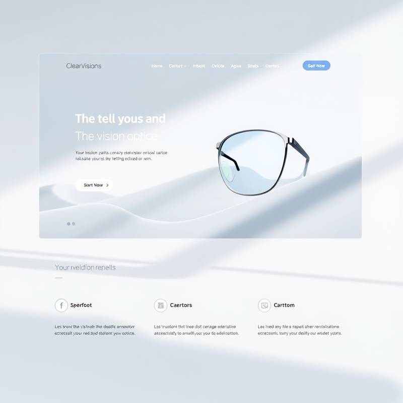 Snapshot of the ClearVision Optics website, showcasing clean UI design